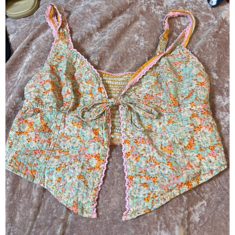 American floral cropped tank